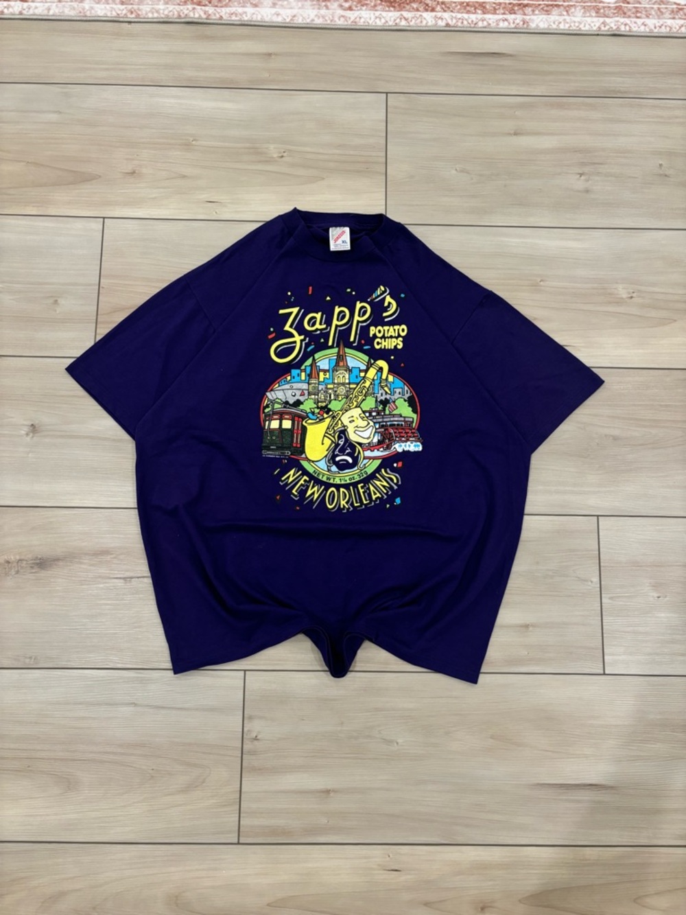 90s Vintage New Orleans Zapp’s Potato Chips Purple T-Shirt